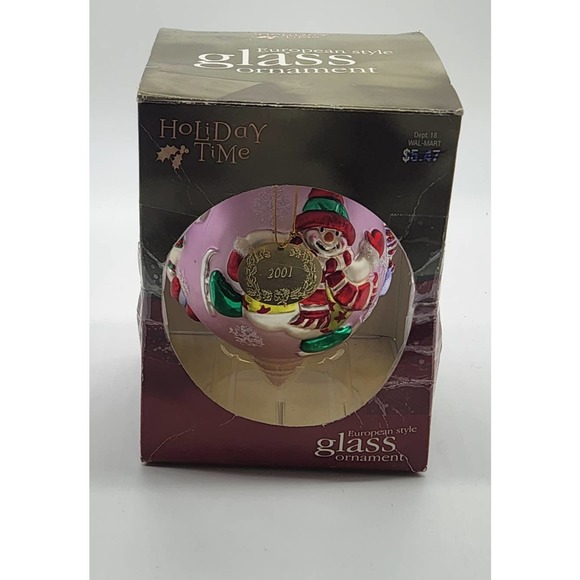 Holiday Time 2001 European Style‎ Glass Ornament Snowmen - Picture 1 of 5